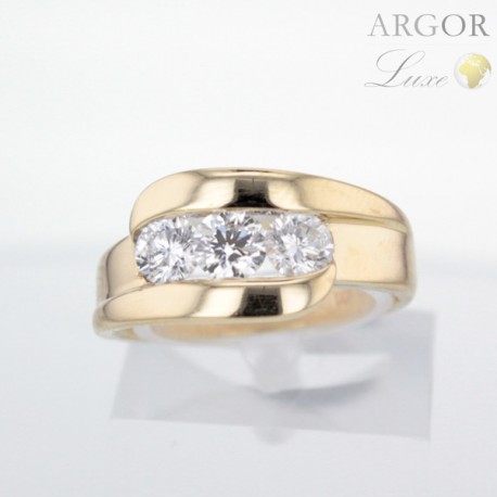 Bague Or jaune trilogie Diamants