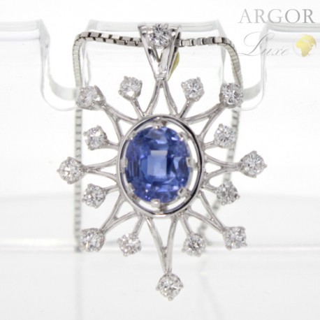 Pendentif Or blanc Tanzanite Diamants