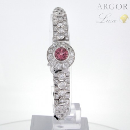 Bracelet Or blanc Tourmaline rose Diamants