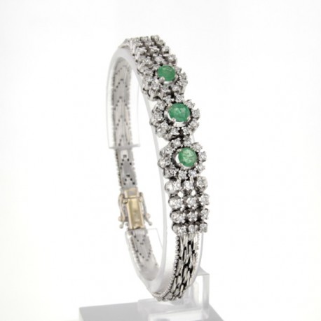 Bracelet occasion Or blanc Emeraude Diamants