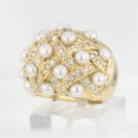 Bague Or jaune perles et diamants