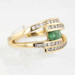 Bague Or jaune Emeraude et diamants