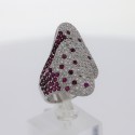 Bague Or blanc pavage rubis et diamants