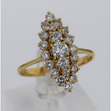 Bague Marquise Or jaune 18K et diamants