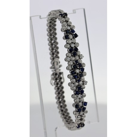 Bracelet Or blanc saphirs et diamants Bracelet Or blanc saphirs et diamants