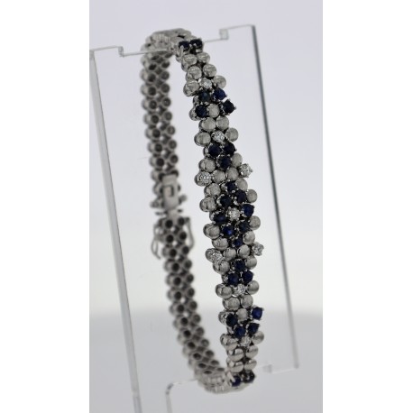 Bracelet Or blanc saphirs et diamants