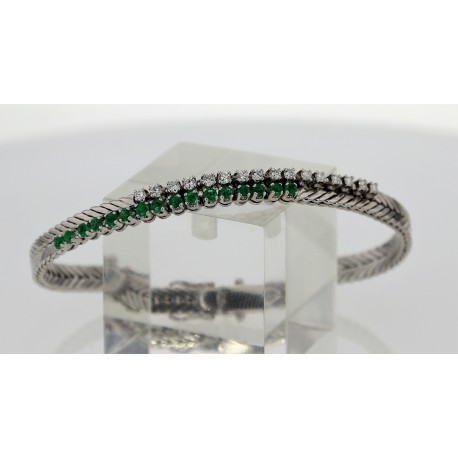 Bracelet Or blanc Emeraudes diamants Bracelet Or blanc Emeraudes diamants