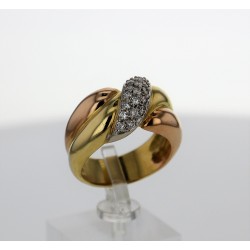 Bague 3 Ors 18k pavage diamants