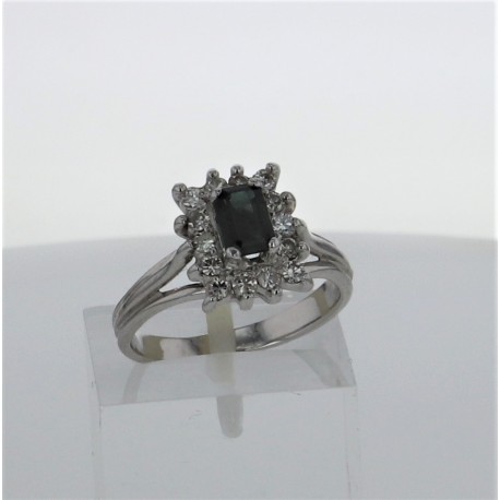 Bague Or blanc 18K saphir diamants Bague Or blanc 18K saphir diamants