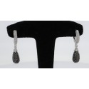 Boucles d'oreilles Or Blanc 14K diamants noirs et blancs