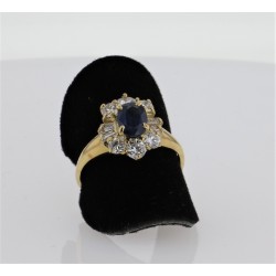 Bague Or jaune 18K saphir diamants