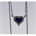 Pendentif Or blanc 18K lapis lazuli diamants