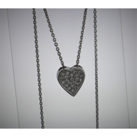 Pendentif Coeur Or blanc 18K diamants