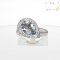 Bague Or aigue-marine diamants